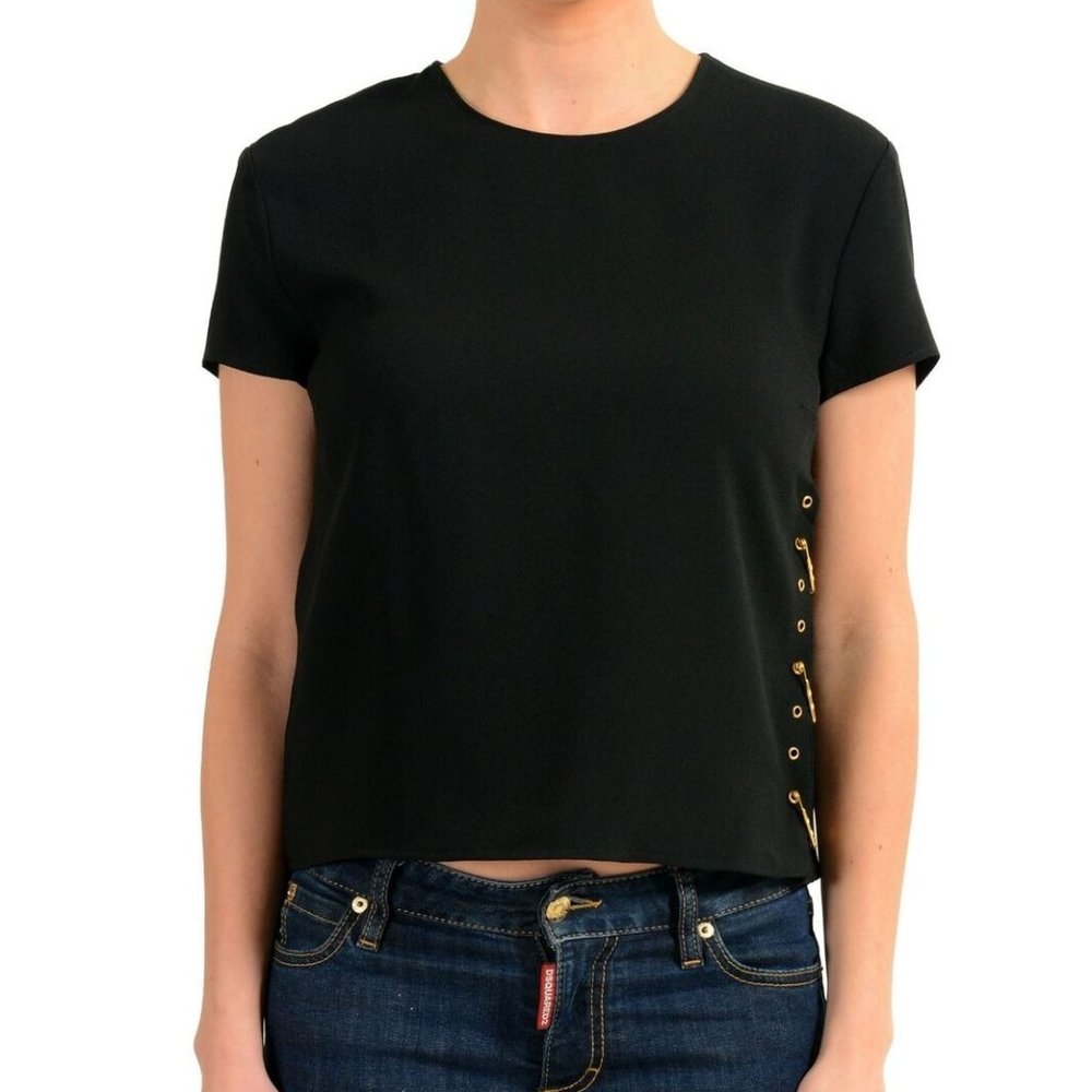 Versace Versus Women's Black Detailed Blouse Top